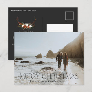 Carte Postale Noël 1 photo cerf floral botanique