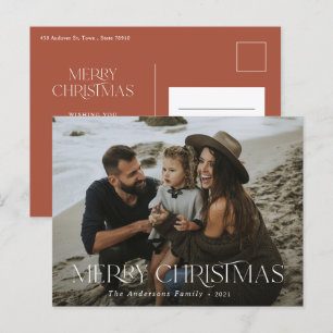 Carte Postale Noël 1 photo terre cuite typographie moderne