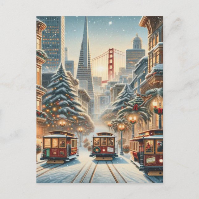 Carte Postale Noël à San Francisco - Golden Gate (Devant)