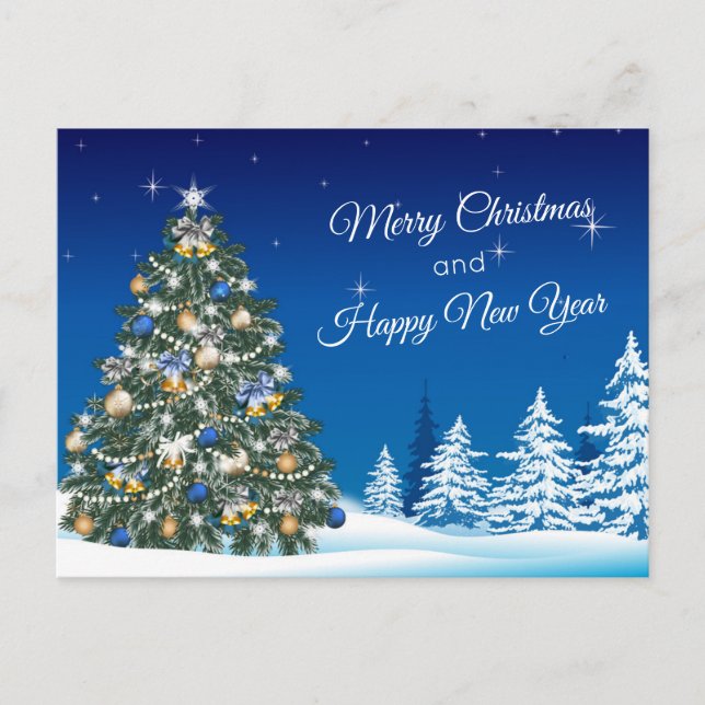 Carte Postale Noël Arbre neige Joyeux Noël Affaires (Devant)