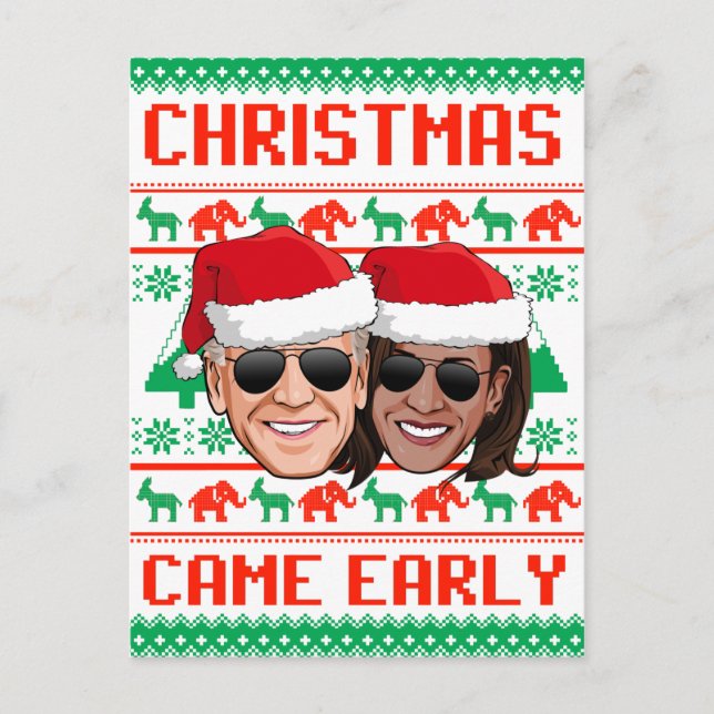 Carte Postale NOËL ARRIVE TÔT - Biden Harris 2020 (Devant)