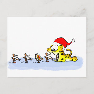 Carte Postale Noël avec un tigre de citron
