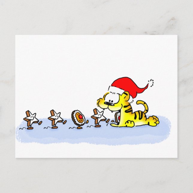 Carte Postale Noël avec un tigre de citron (Devant)