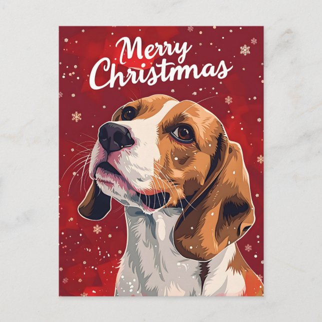 Carte Postale Noël beagle (Devant)