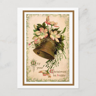 Carte Postale Noël Bell et Roses sauvages, Vintage