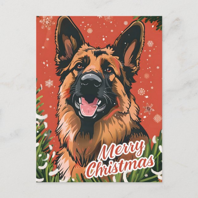 Carte Postale Noël berger allemand (Devant)