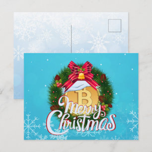 Carte Postale Noël Bitcoin à l'intérieur de la Couronne de Noël