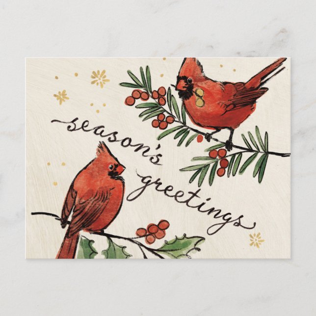 Carte Postale Noël Cardinal Lovebirds (Devant)