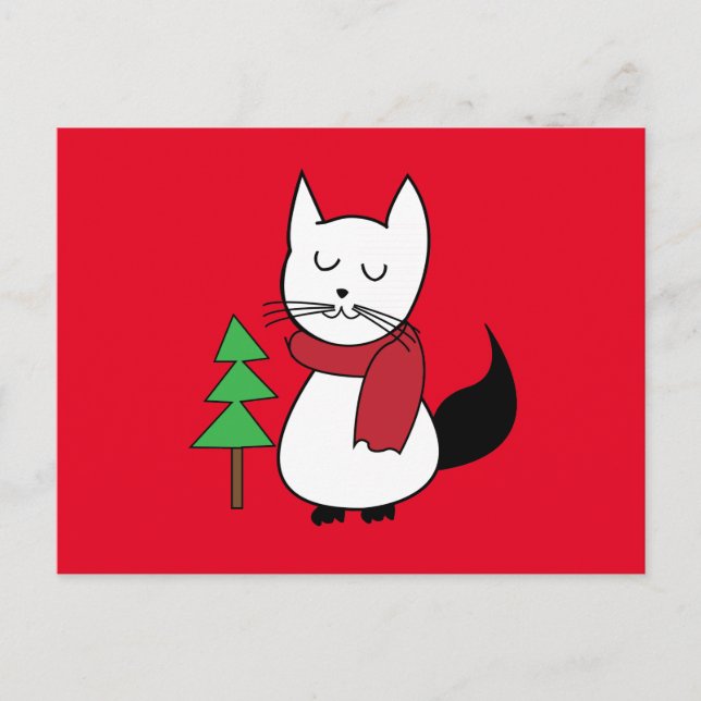 Carte Postale Noël Chat  (Devant)