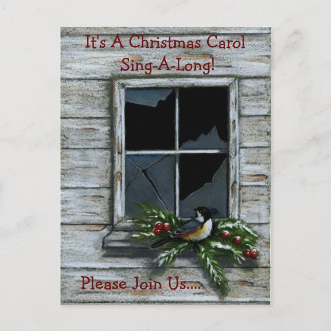 CARTE POSTALE NOËL : CHICKADEE : INVITATION (Devant)
