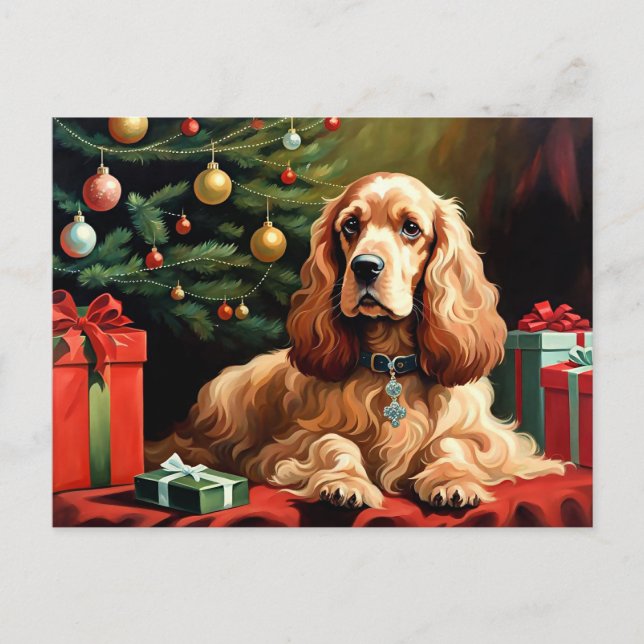 Carte Postale Noël Cocker Spaniel (Devant)