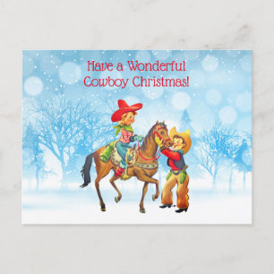 Carte Postale Noël Cowboy et Cowgirl