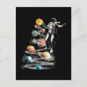 Carte Postale Noël dans le système solaire spatial L'astronaute