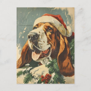 Carte Postale Noël de Basset Hound