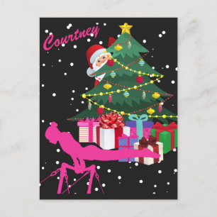 Carte Postale Noël de gymnaste : Père Noël Me Apportez Gymnastiq