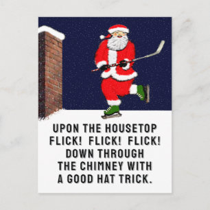 Carte Postale Noël de hockey amusant