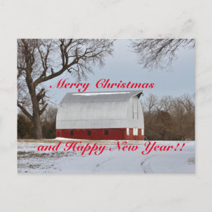 Carte Postale Noël de la Grange Rouge du Kansas