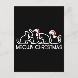 Carte Postale Noël de Meowy, Mignonne Père Noël Chats Saison de 