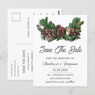 Carte Postale Noël d'hiver Sauvegarder la date Mariage