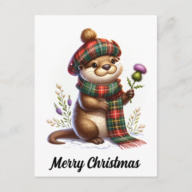 Carte Postale Noël écossais Otter Noël (Devant)