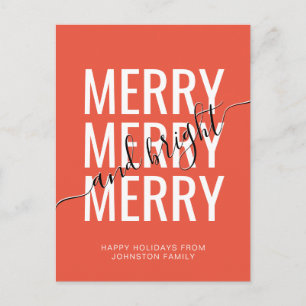 Carte Postale Noël élégant joyeux et lumineux orange