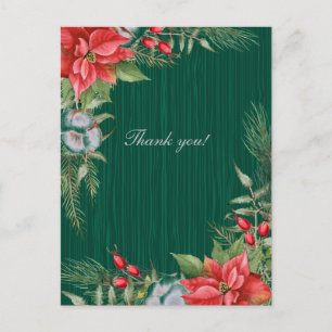 Carte Postale Noël Emerald Green Poinsettia Mariage