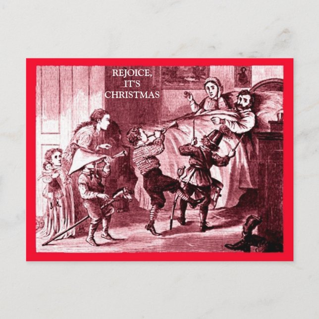 Carte Postale Noël en famille drôle, enfants excités parents fat (Devant)