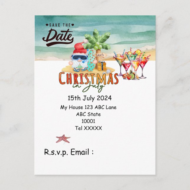 Carte Postale Noël en juillet avec SANTA CLAUS Enregistrer la da (Devant)