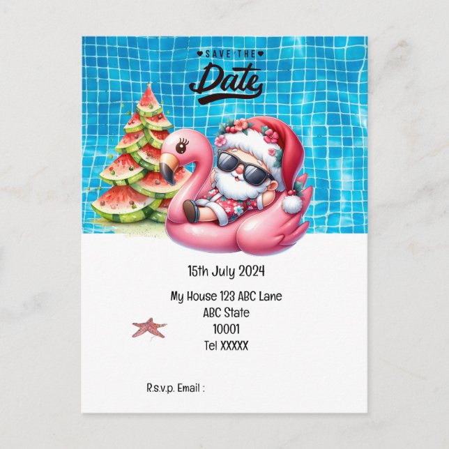 Carte Postale Noël en juillet avec SANTA CLAUS Enregistrer la da (Devant)