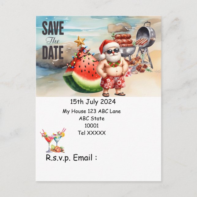 Carte Postale Noël en juillet avec SANTA CLAUS Enregistrer la da (Devant)