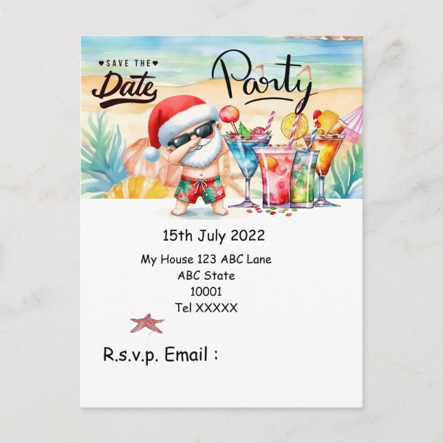 Carte Postale Noël en juillet avec SANTA CLAUS Enregistrer la da (Devant)