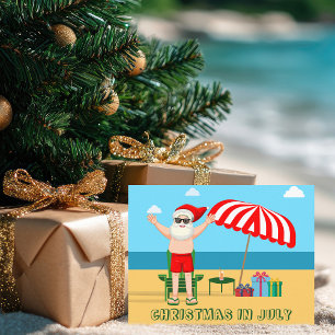 Carte Postale Noël en juillet Fête été Santa Claus Beach
