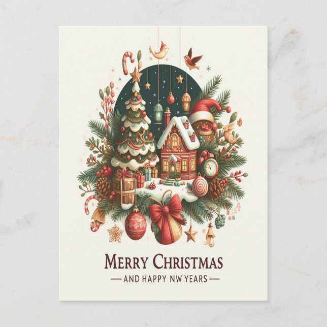 Carte Postale Noël et la Nouvelle Année. (Devant)