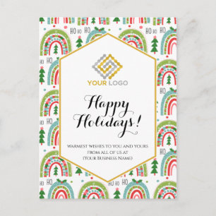 Carte Postale Noël Festif moderne Rainbows Logo Entreprise