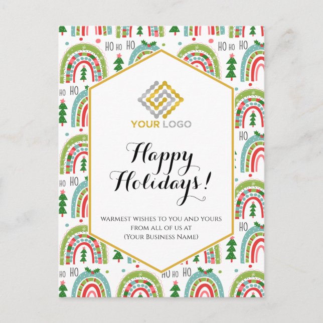 Carte Postale Noël Festif moderne Rainbows Logo Entreprise (Devant)