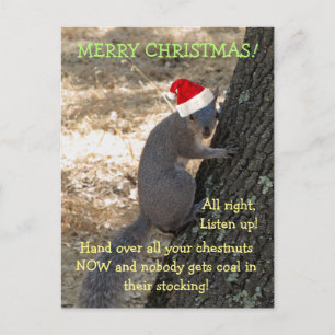 Carte postale Noël Gangster Père Noël Squirel