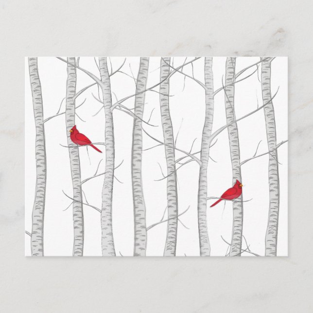 Carte Postale Noël hiver Cardinal Rouge Woodland (Devant)