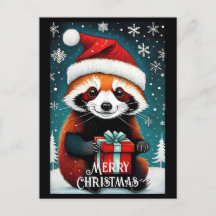 Noël hivernal doux Père Noël Red Panda Snowy