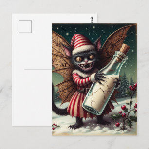 Carte Postale Noël Horreur Kitty Fairy Avec Lait