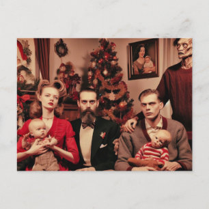 Carte Postale Noël Horreur Retro Déplaisant Portrait de famille