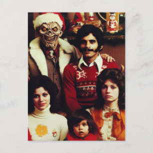 Carte Postale Noël Horreur Retro Portrait de famille