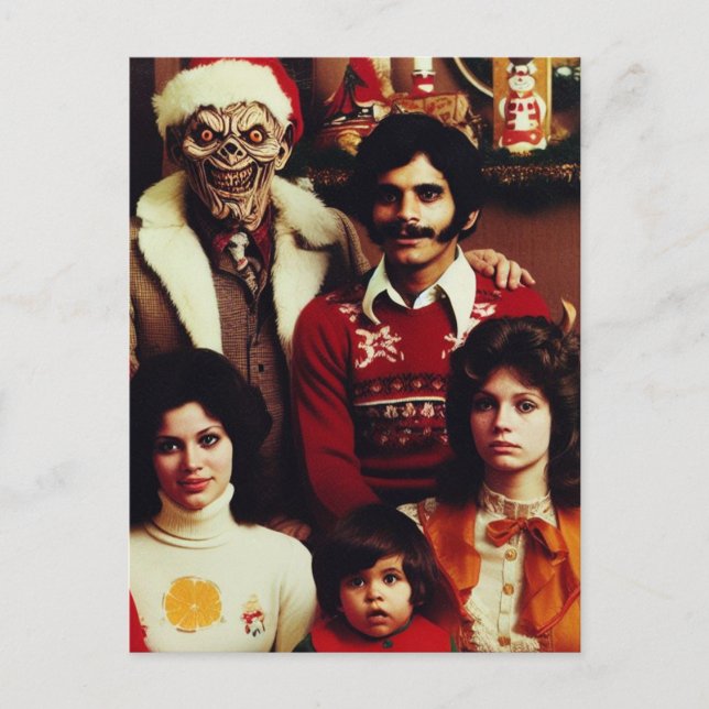 Carte Postale Noël Horreur Retro Portrait de famille (Devant)