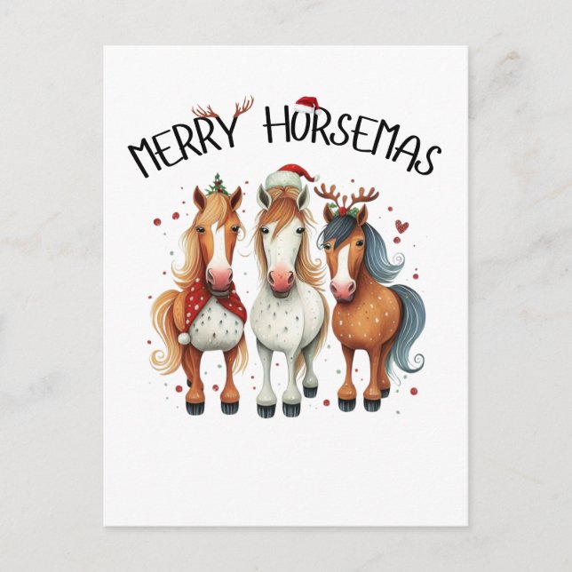 Carte Postale Noël Joyeux Horsemas Cheval de Noël (Devant)