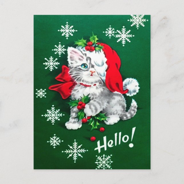 Carte postale Noël Kitten Vintage Cutest (Devant)