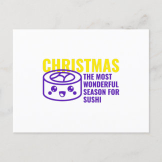 Carte Postale Noël la saison la plus merveilleuse pour les sushi