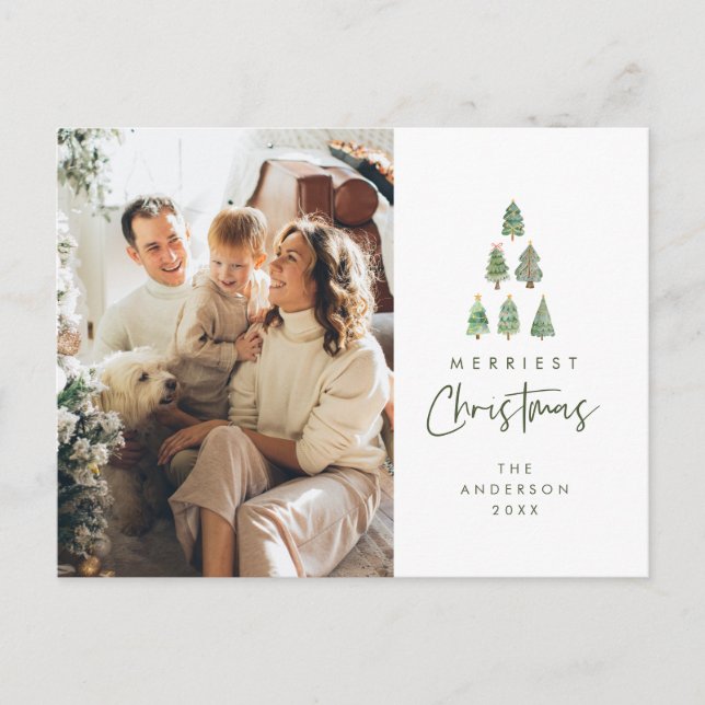 Carte Postale Noël le plus joyeux, Photo de famille de l'arbre d (Devant)