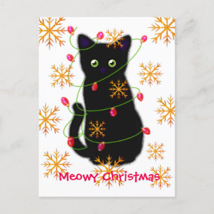 Carte Postale Noël Meowy   AMOUREUX DES CHATS   chat noir