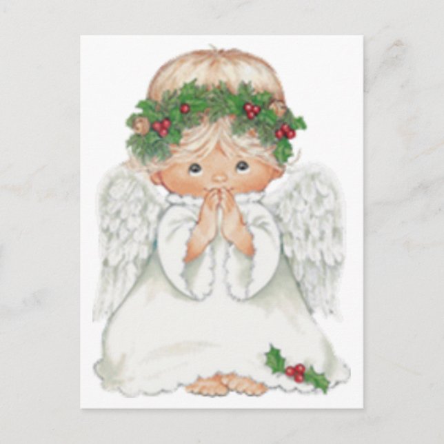 Carte Postale Noël mignon bébé ange prier (Devant)