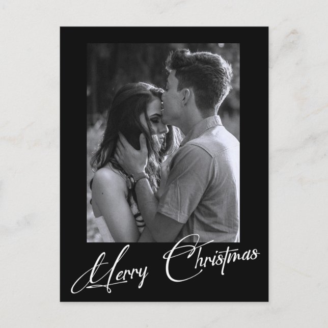 Carte Postale Noël minimal | Photo simple en noir et blanc (Devant)