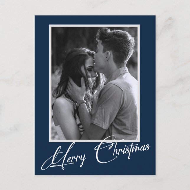 Carte Postale Noël minimal | Photo simple en noir et blanc (Devant)